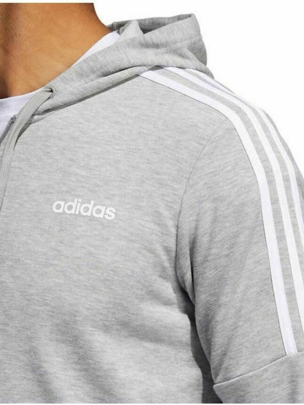 NWT Adidas Men's Essentials 3-Stripes French Terry Full-Zip Hoodie SZ M - Picture 8 of 8